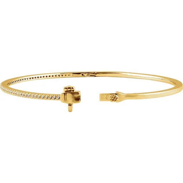 14K Gold Diamond Bangle Bracelet - View 3