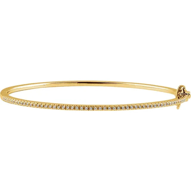 14K Gold Diamond Bangle Bracelet - View 2