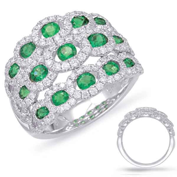 1.86 CTW. 14K WHITE GOLD EMERALD & DIAMOND RING