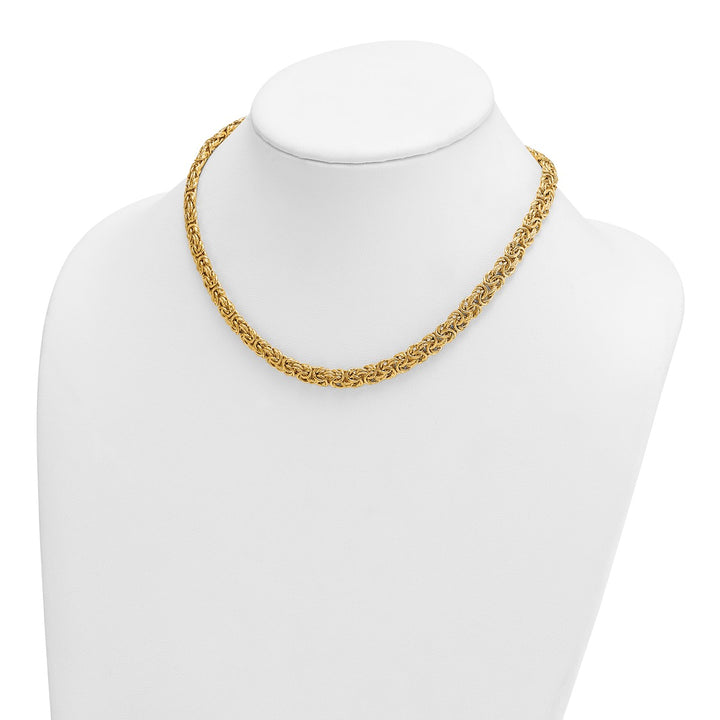 Gold 7.5mm Byzantine Necklace, 16.5"