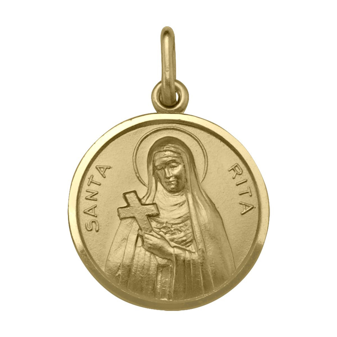 18K Gold Santa Rita Medal Pendant