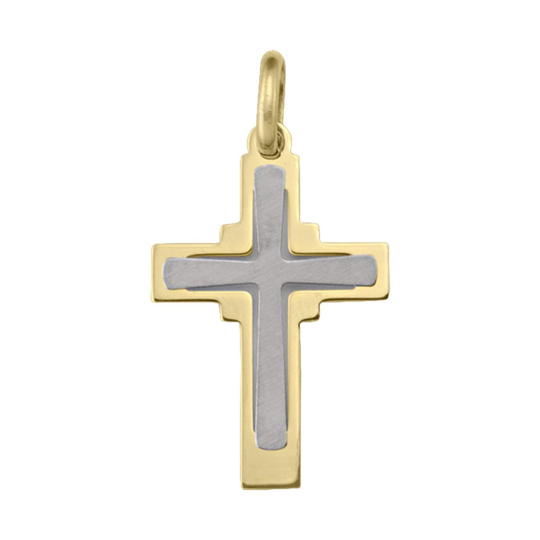 18K Two-Tone Gold Classic Cross Pendant