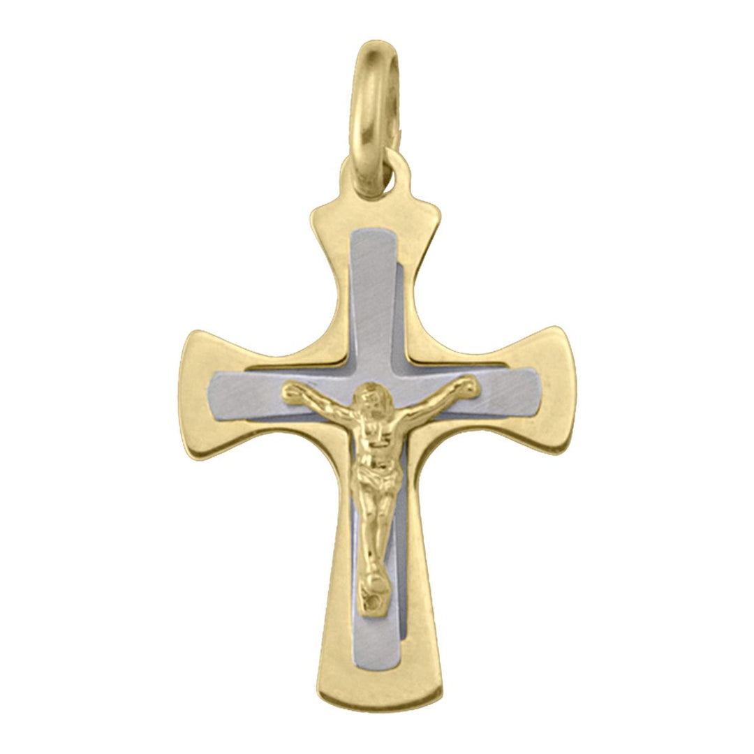 18K Two-Tone Gold Flared Cross Pendant