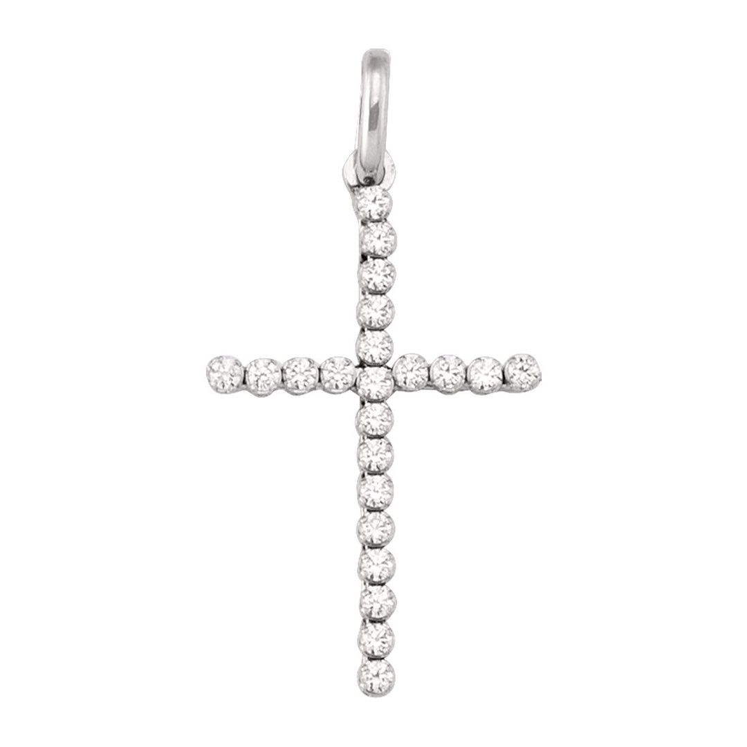 18K White Gold Cubic Zirconia Cross Pendant