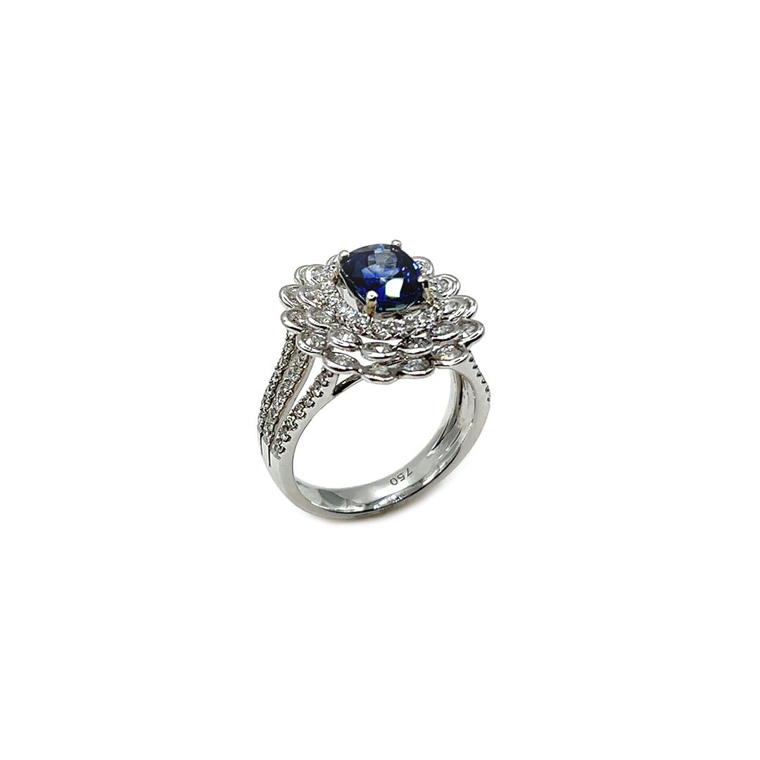 18K White Gold Sapphire and Diamond Fancy Ring - Engagement rings - Design Jewellers Edmonton