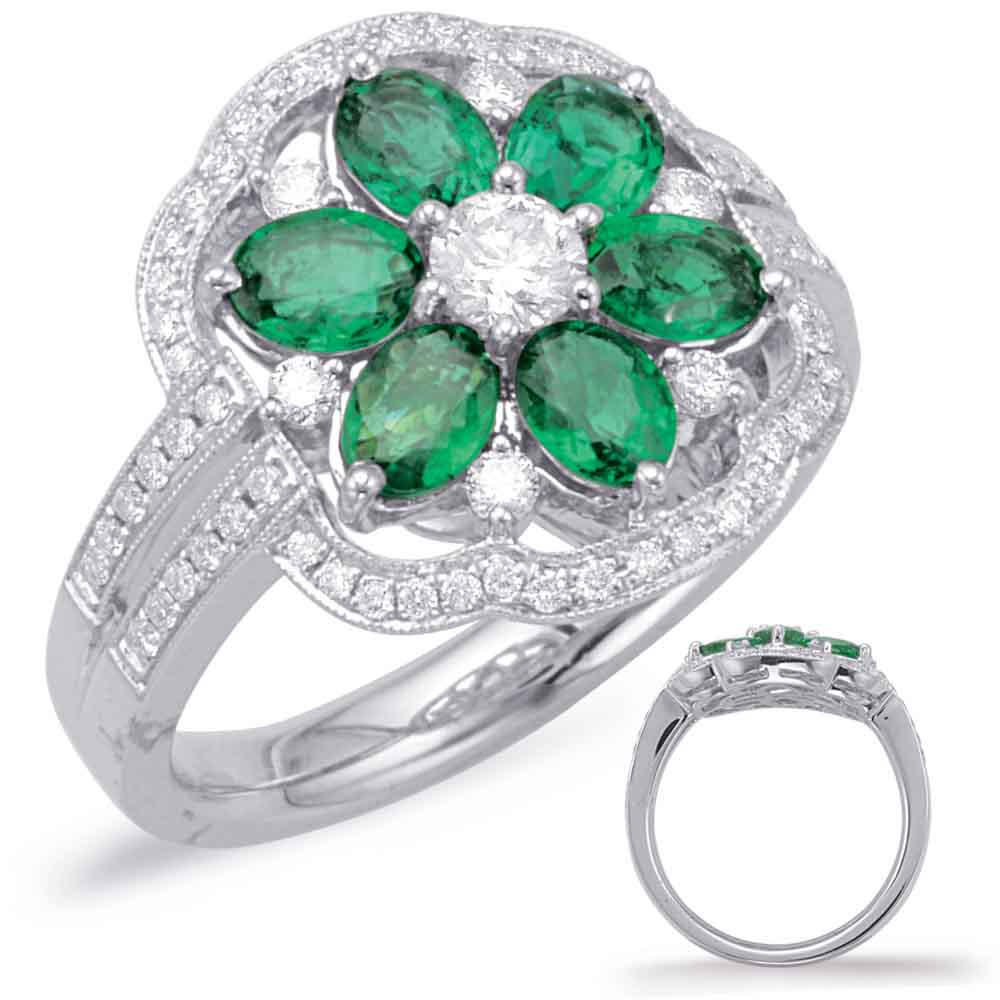 1.92 ctw. WHITE GOLD EMERALD & DIAMOND RING