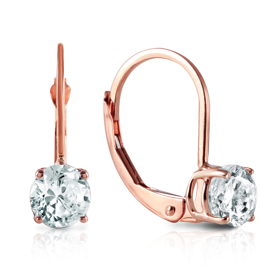 Classic 14K Gold Round Diamond Lever-Back Earrings - View 2