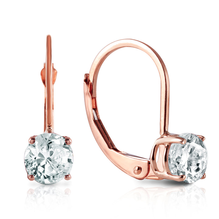 Classic 14K Gold Round Diamond Lever-Back Earrings - View 2