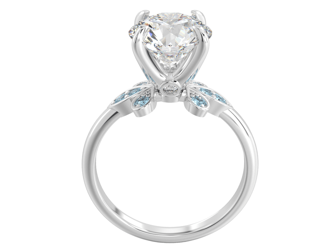 2.00CT 14K Custom Diamond Ring Accented with Floral Designed Blue Topaz Gemstones - Engagement rings - Design Jewellers Edmonton