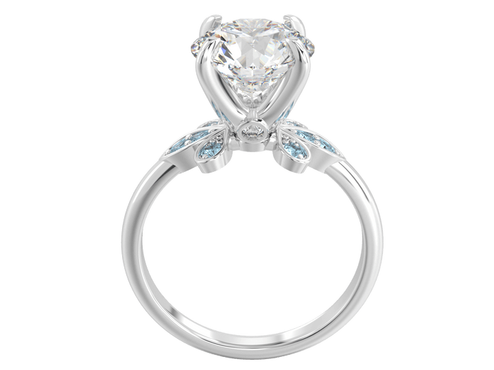 2.00CT 14K Custom Diamond Ring Accented with Floral Designed Blue Topaz Gemstones - Engagement rings - Design Jewellers Edmonton
