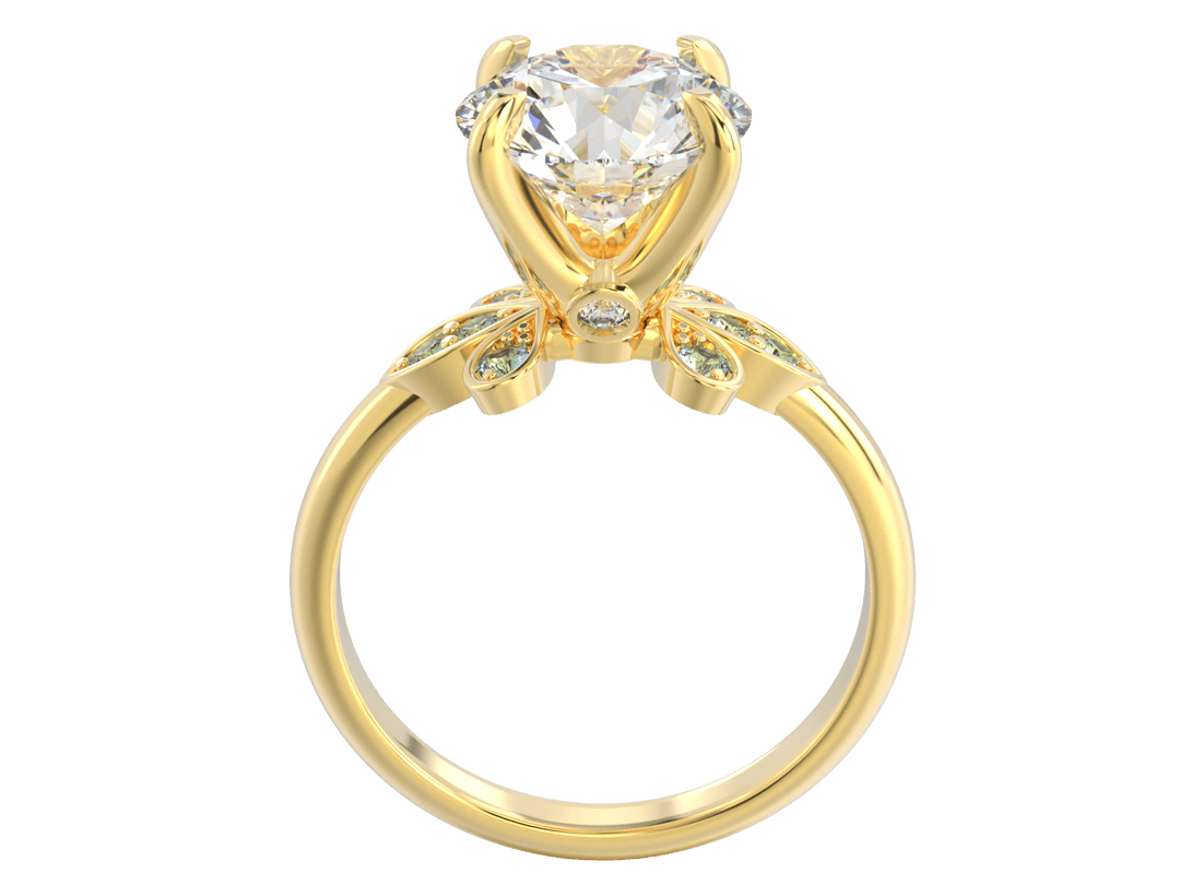 2.00CT 14K Custom Diamond Ring Accented with Floral Designed Blue Topaz Gemstones - Engagement rings - Design Jewellers Edmonton