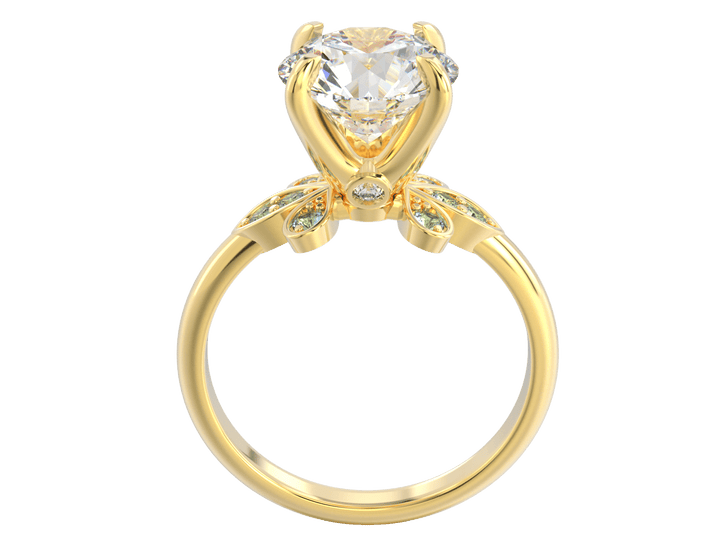 2.00CT 14K Custom Diamond Ring Accented with Floral Designed Blue Topaz Gemstones - Engagement rings - Design Jewellers Edmonton