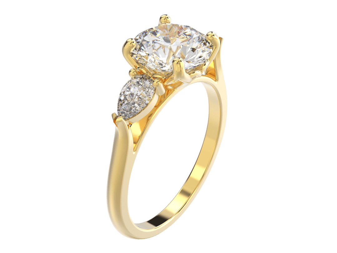 2.00CT 14K Custom Diamond Solitaire Accented with Pear Shape Diamonds - Engagement rings - Design Jewellers Edmonton