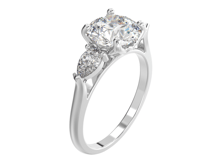 2.00CT 14K Custom Diamond Solitaire Accented with Pear Shape Diamonds - Engagement rings - Design Jewellers Edmonton