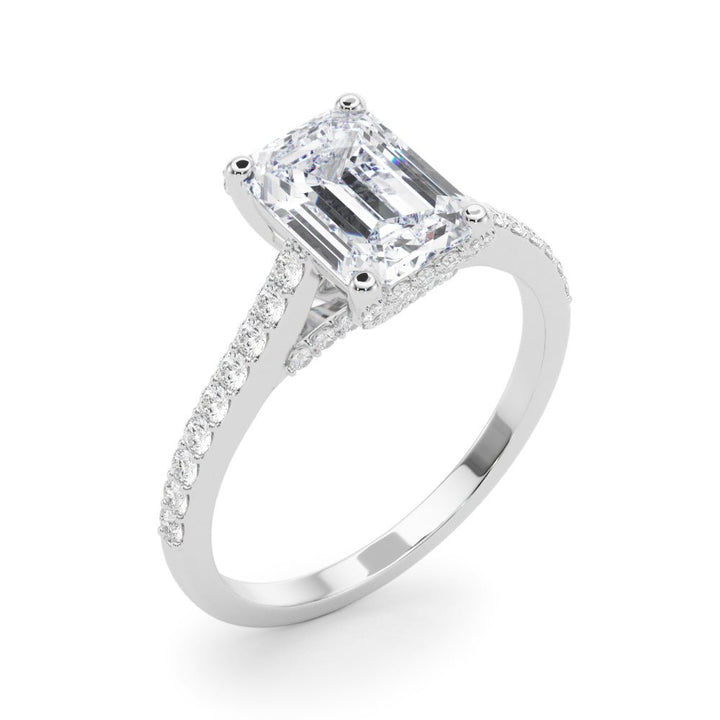 2.00CT 14K Emerald Cut Diamond Ring Accented With Round Brilliant Cut Diamonds - Engagement rings - Design Jewellers Edmonton