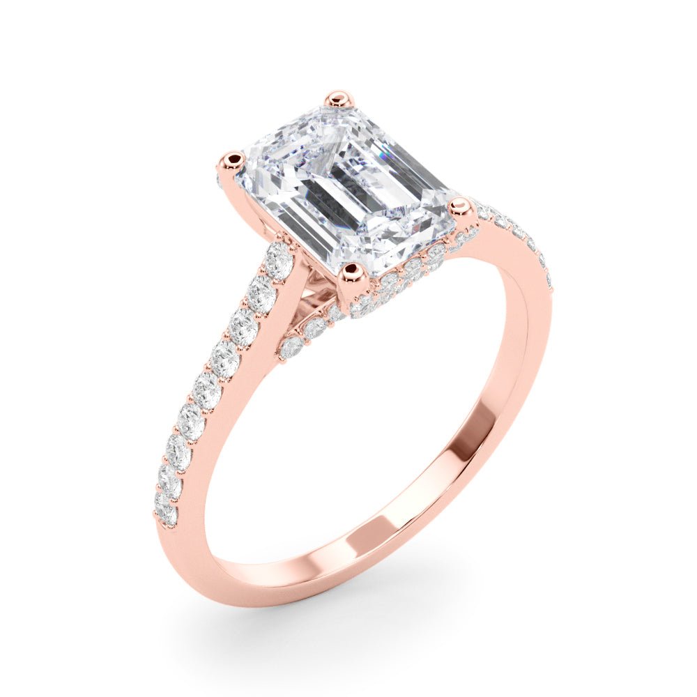 2.00CT 14K Emerald Cut Diamond Ring Accented With Round Brilliant Cut Diamonds - Engagement rings - Design Jewellers Edmonton