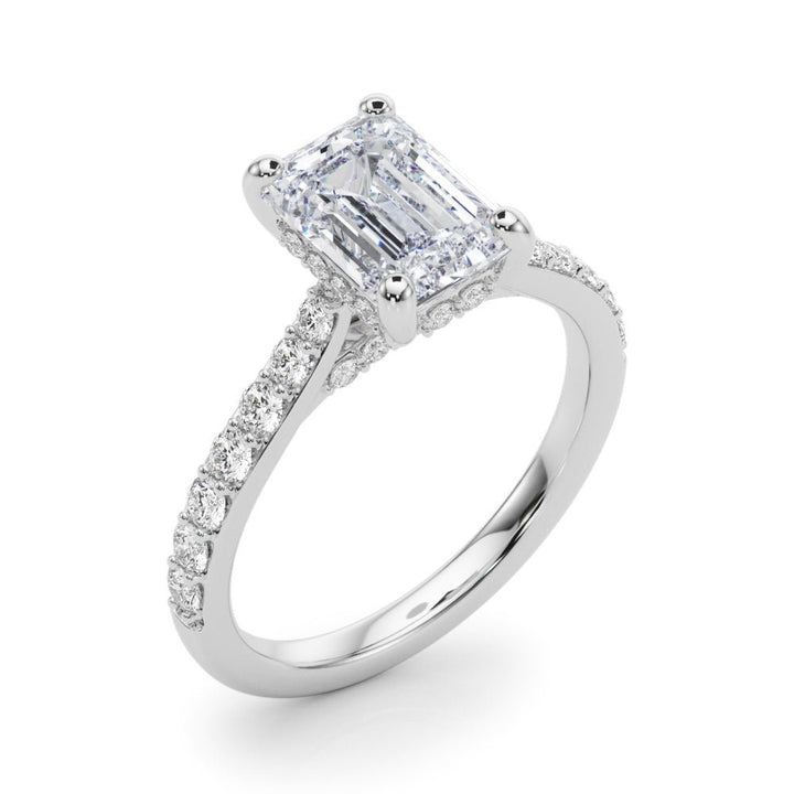 2.00CT 14K Emerald Cut Diamond Ring with Round Cut Sidestones - Engagement rings - Design Jewellers Edmonton