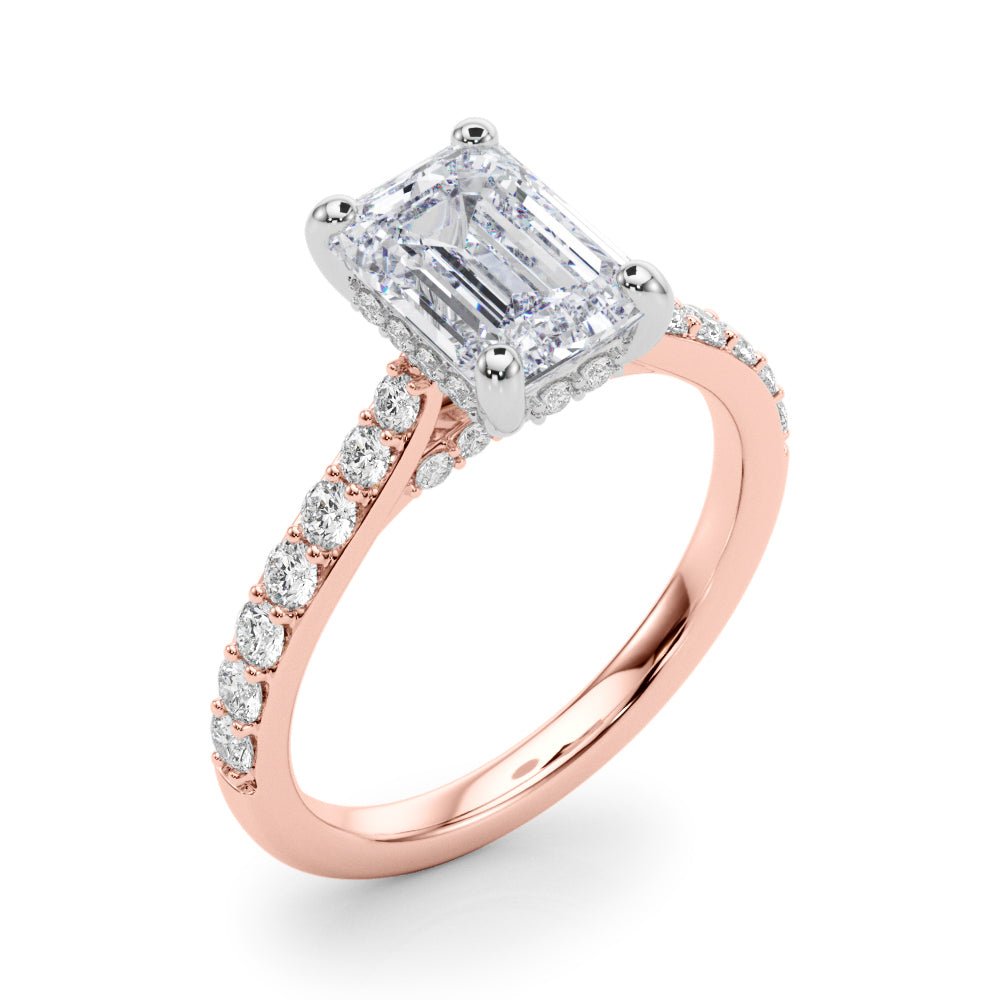 2.00CT 14K Emerald Cut Diamond Ring with Round Cut Sidestones - Engagement rings - Design Jewellers Edmonton