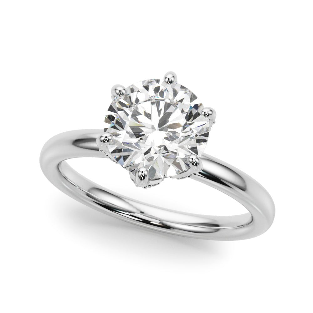 1.00CT 14K  Floral Design Diamond Solitaire Ring