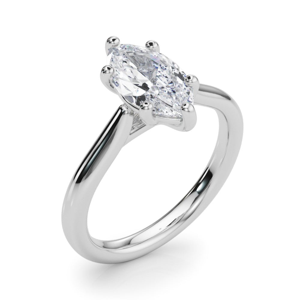 2.00CT 14K  Gold Low Set Marquise Cut Solitaire Ring