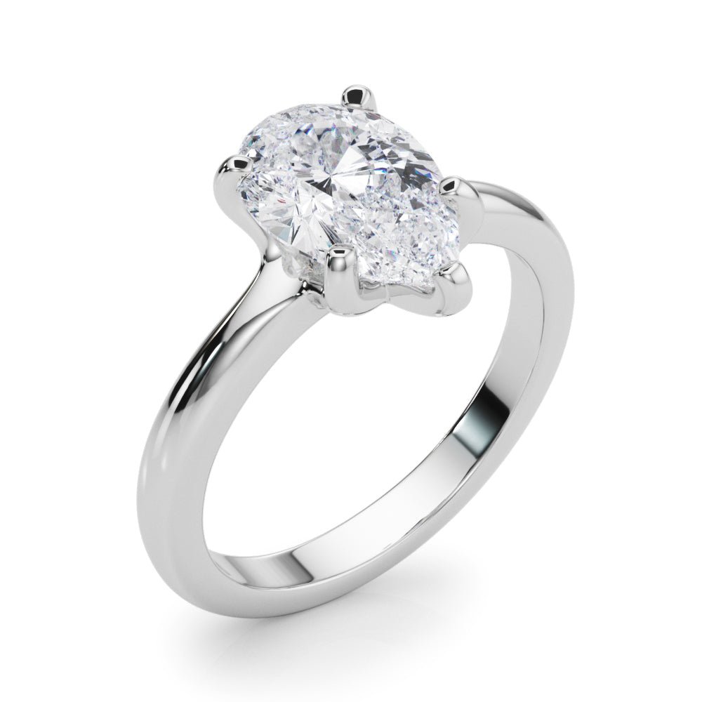 2.00CT 14K  Gold Low Set Pear Shape Solitaire Ring
