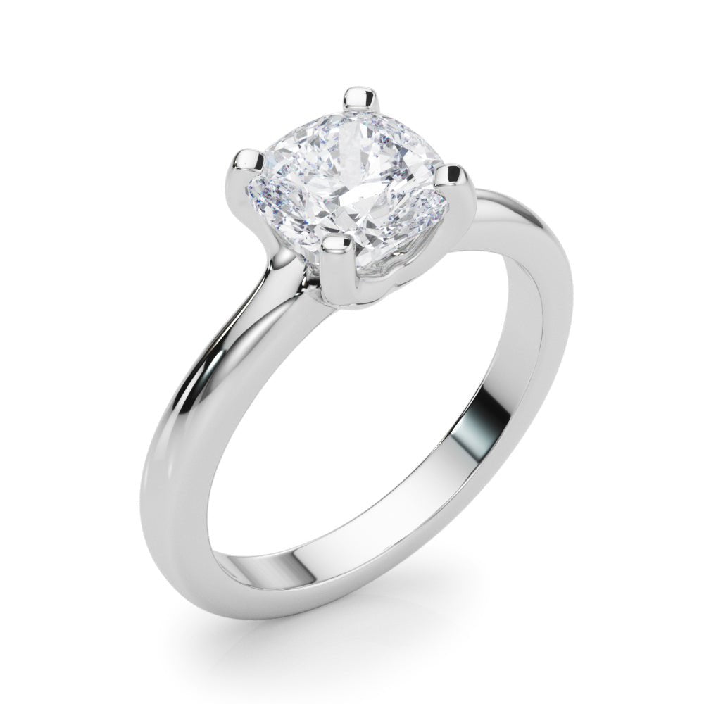 1.00CT 14K  Gold Low Set Round Brilliant Cut Solitaire Ring