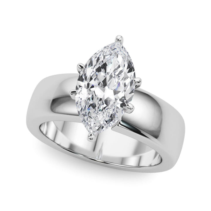 2.00CT 14K Marquise Cut Solitaire Ring with a Wide Design Mount - Engagement rings - Design Jewellers Edmonton