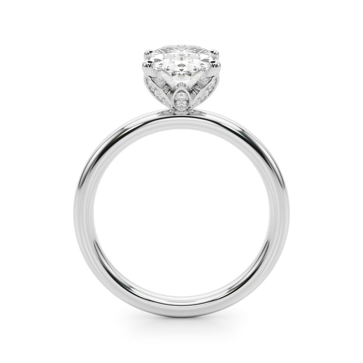 2.00CT 14K Oval Cut Design Accented by a Floral Under - Halo - Engagement rings - Design Jewellers Edmonton
