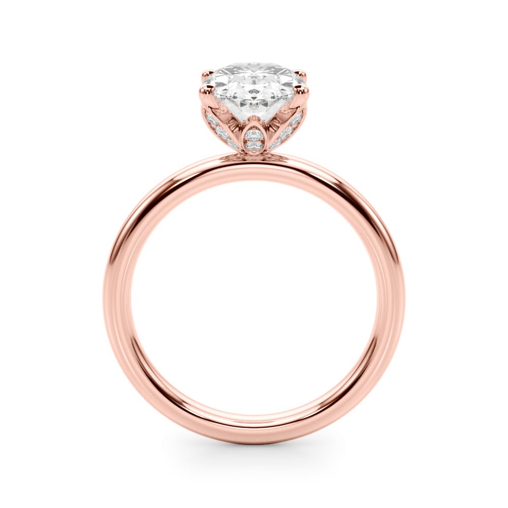 2.00CT 14K Oval Cut Design Accented by a Floral Under - Halo - Engagement rings - Design Jewellers Edmonton