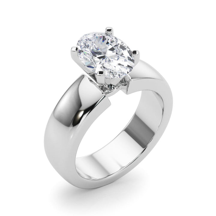 2.00CT 14K Oval Cut Solitaire Ring with a Wide Design Mount - Engagement rings - Design Jewellers Edmonton