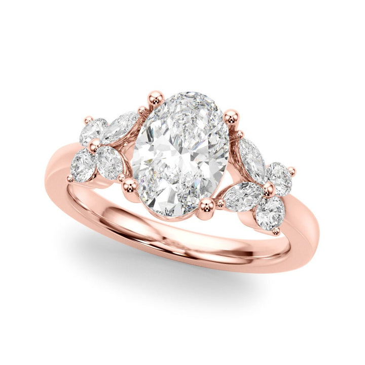 2.00CT 14K Oval Diamond Ring Accented With Additional Marquise and Round Cut Diamonds - Engagement rings - Design Jewellers Edmonton