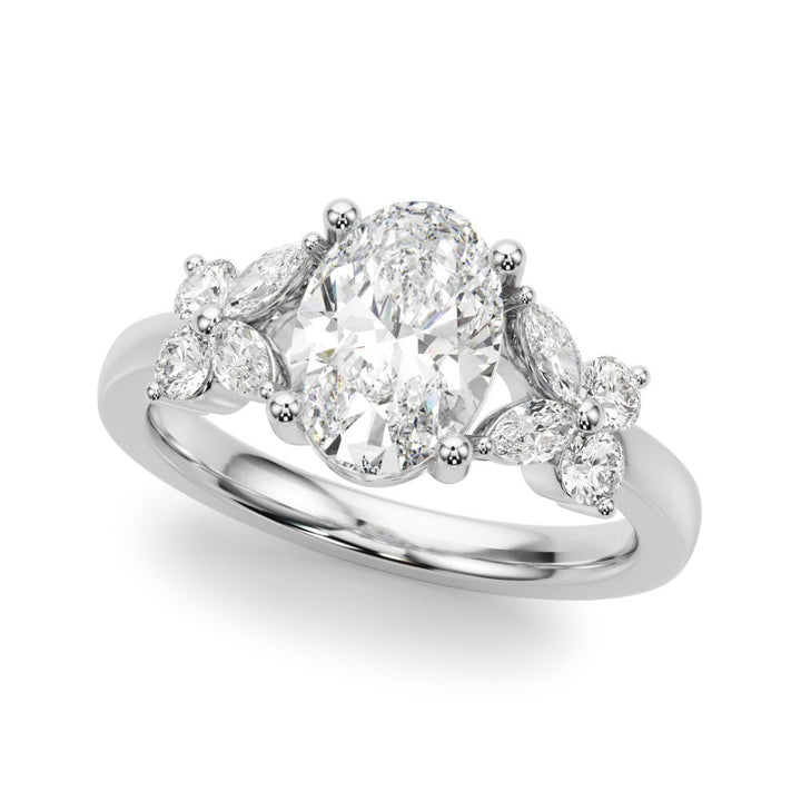 2.00CT 14K Oval Diamond Ring Accented With Additional Marquise and Round Cut Diamonds - Engagement rings - Design Jewellers Edmonton
