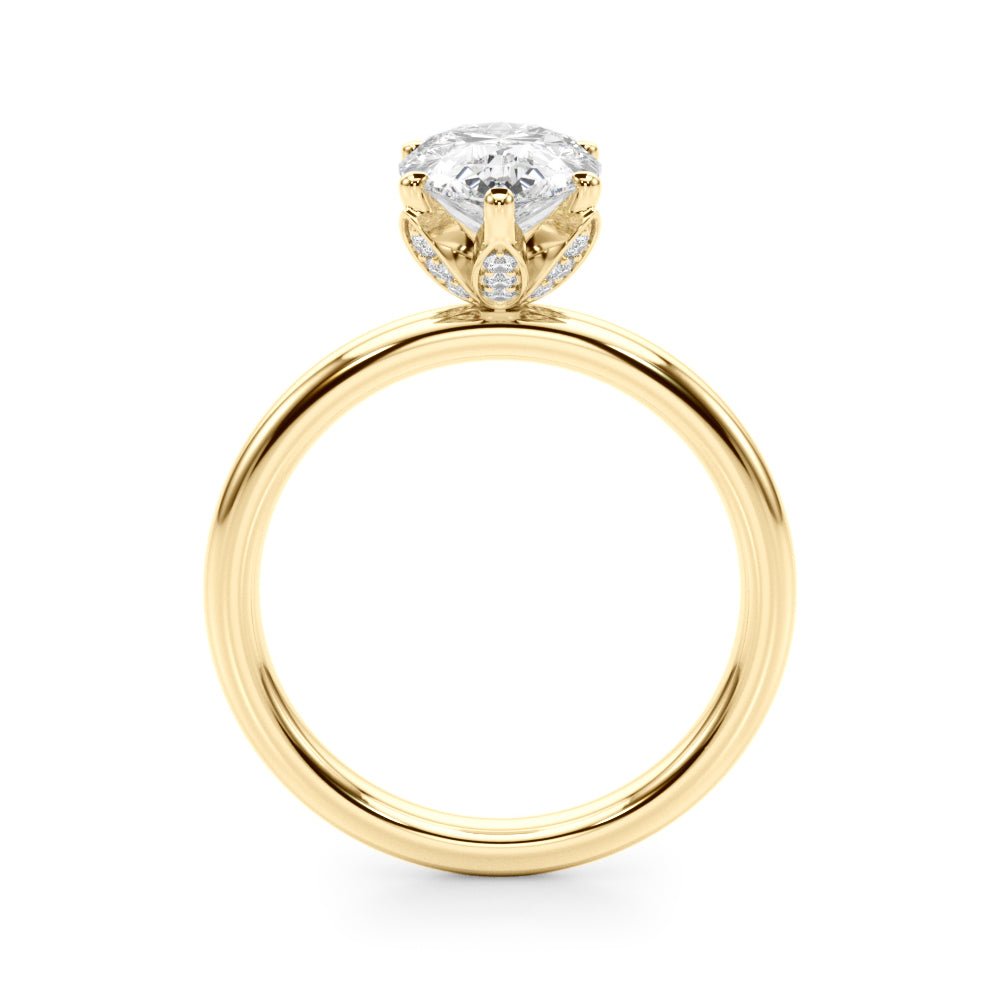 2.00CT 14K Pear Shape Design Accented by a Floral Under - Halo of Diamonds - Engagement rings - Design Jewellers Edmonton