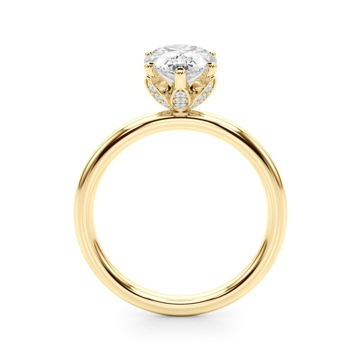 2.00CT 14K Pear Shape Design Accented by a Floral Under - Halo of Diamonds - Engagement rings - Design Jewellers Edmonton
