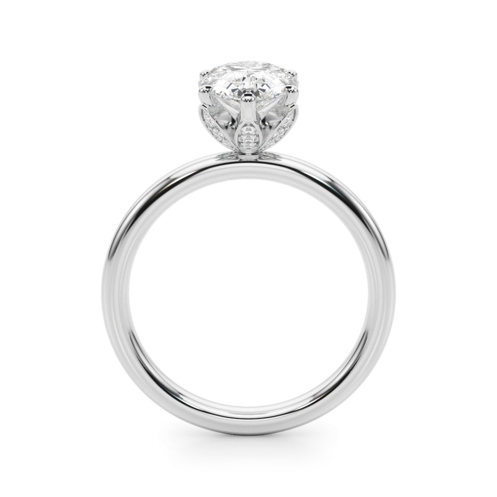 2.00CT 14K Pear Shape Design Accented by a Floral Under - Halo of Diamonds - Engagement rings - Design Jewellers Edmonton