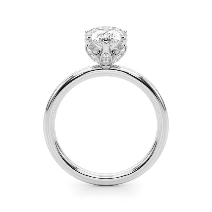 2.00CT 14K Pear Shape Design Accented by a Floral Under - Halo of Diamonds - Engagement rings - Design Jewellers Edmonton