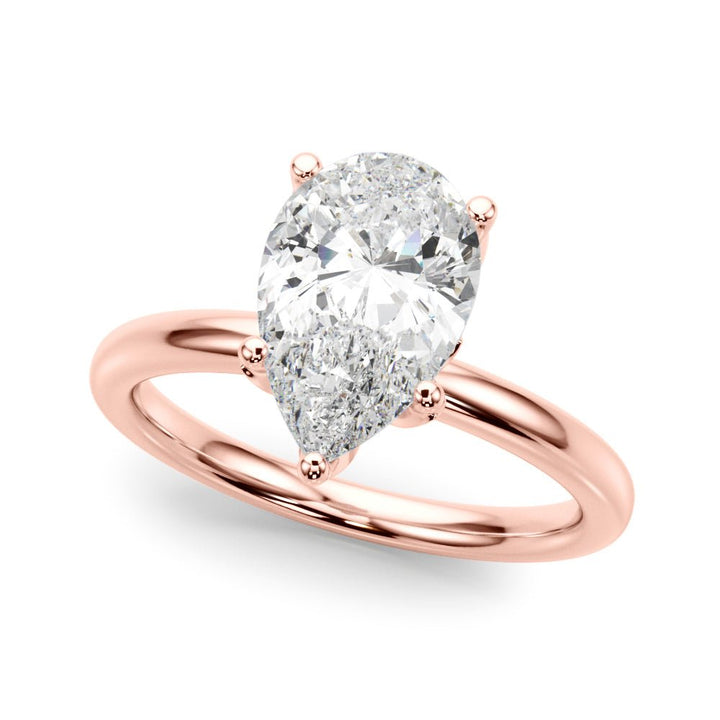 2.00CT 14K Pear Shape Design Accented by a Floral Under - Halo of Diamonds - Engagement rings - Design Jewellers Edmonton