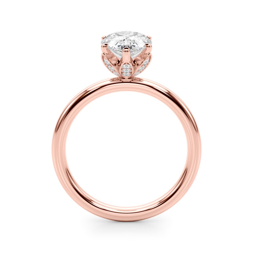 2.00CT 14K Pear Shape Design Accented by a Floral Under - Halo of Diamonds - Engagement rings - Design Jewellers Edmonton