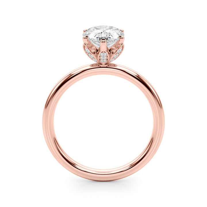2.00CT 14K Pear Shape Design Accented by a Floral Under - Halo of Diamonds - Engagement rings - Design Jewellers Edmonton