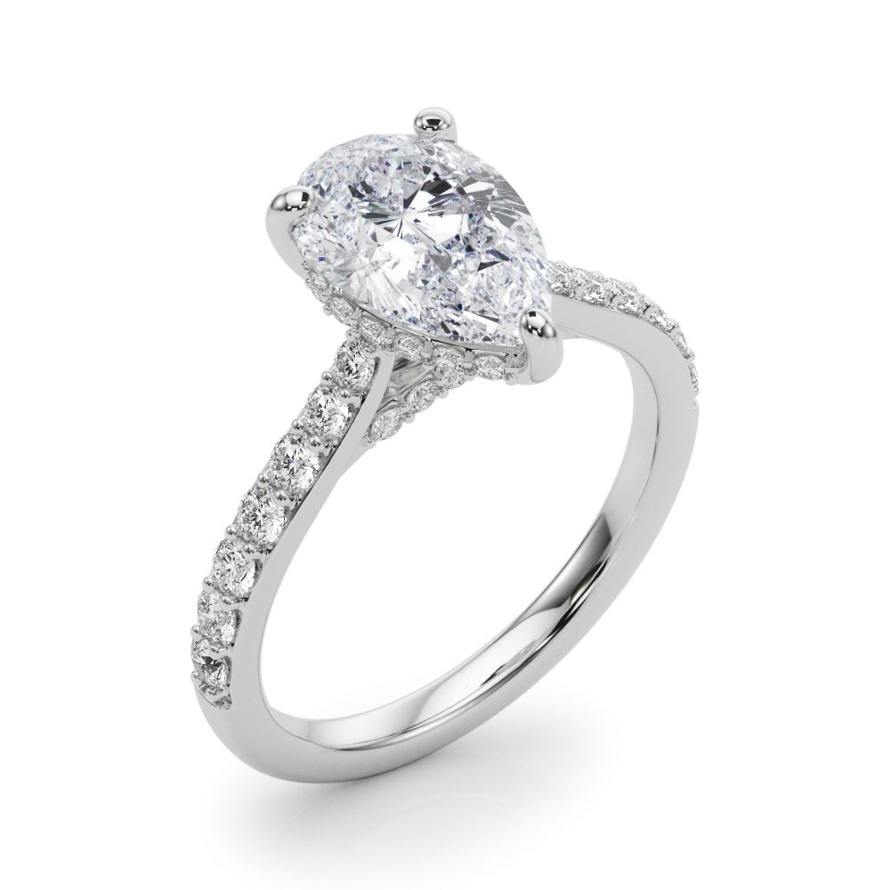 2.00CT 14K  Pear Shape Design Accented by Round Diamonds