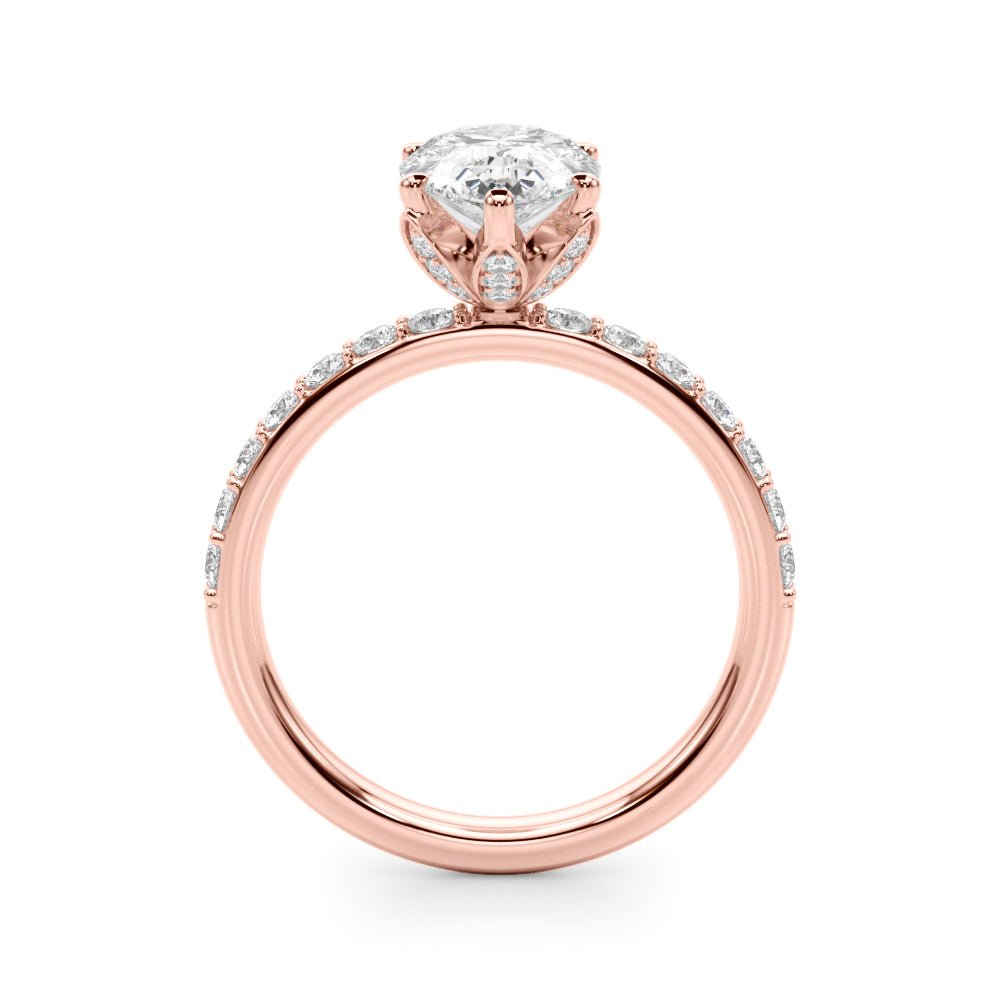 2.00CT 14K Pear Shape Design Accented by Side Diamonds and Floral Under - Halo - Engagement rings - Design Jewellers Edmonton