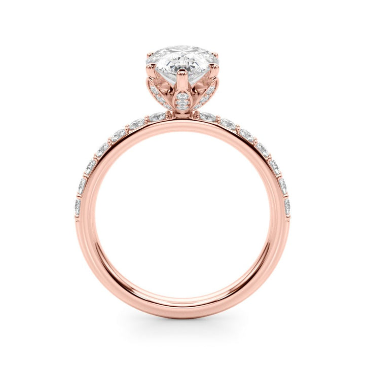 2.00CT 14K Pear Shape Design Accented by Side Diamonds and Floral Under - Halo - Engagement rings - Design Jewellers Edmonton