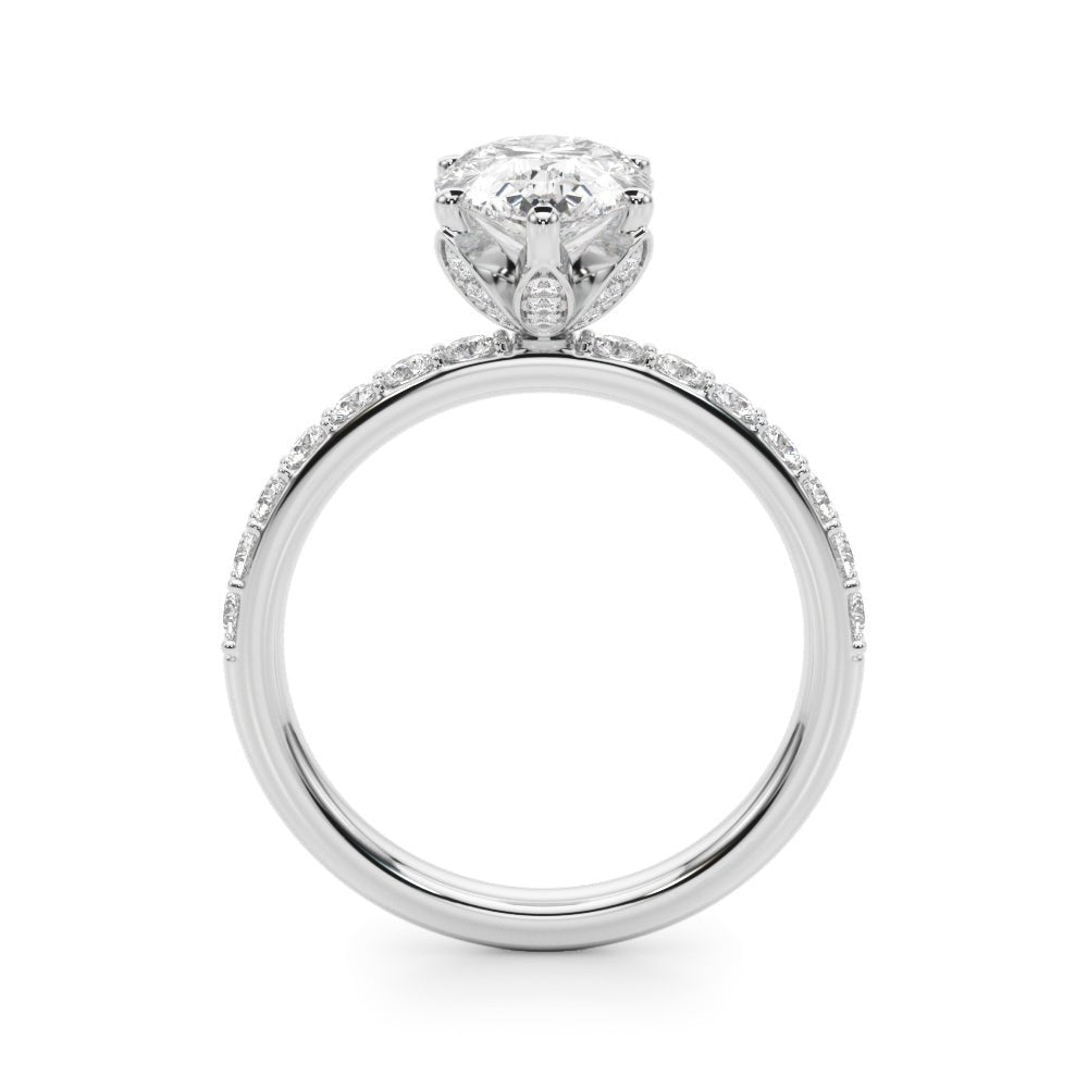 2.00CT 14K Pear Shape Design Accented by Side Diamonds and Floral Under - Halo - Engagement rings - Design Jewellers Edmonton