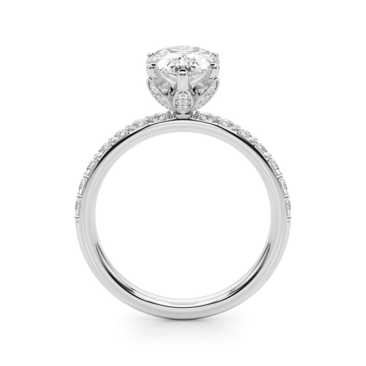 2.00CT 14K Pear Shape Design Accented by Side Diamonds and Floral Under - Halo - Engagement rings - Design Jewellers Edmonton