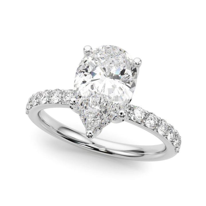 2.00CT 14K Pear Shape Design Accented by Side Diamonds and Floral Under - Halo - Engagement rings - Design Jewellers Edmonton
