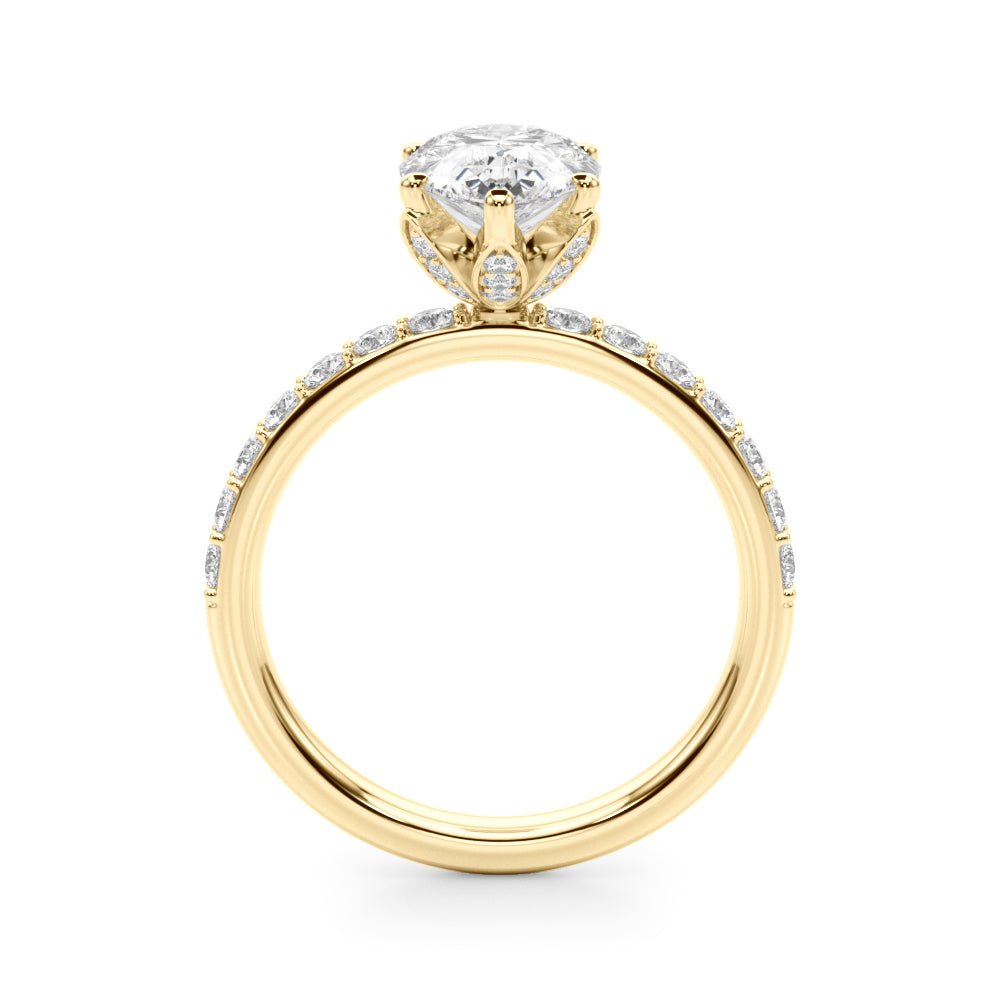 2.00CT 14K Pear Shape Design Accented by Side Diamonds and Floral Under - Halo - Engagement rings - Design Jewellers Edmonton