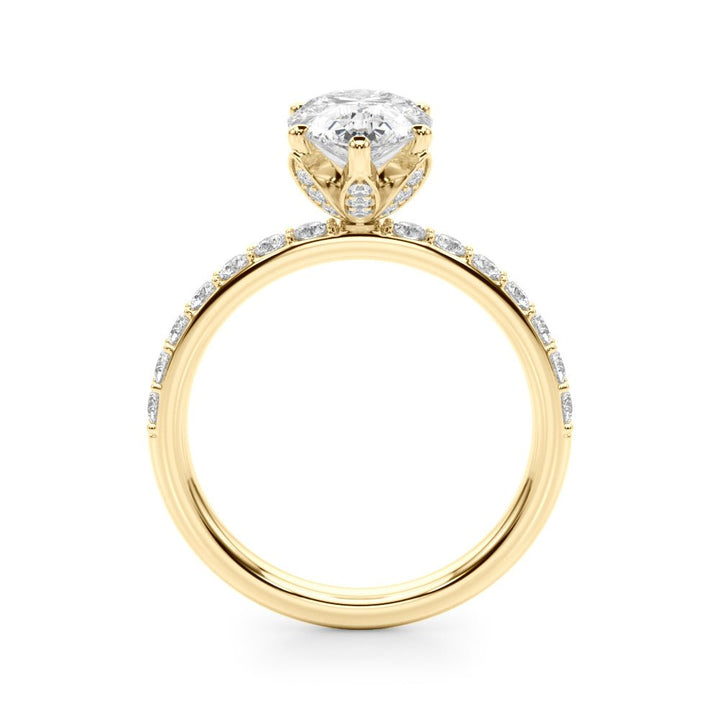 2.00CT 14K Pear Shape Design Accented by Side Diamonds and Floral Under - Halo - Engagement rings - Design Jewellers Edmonton