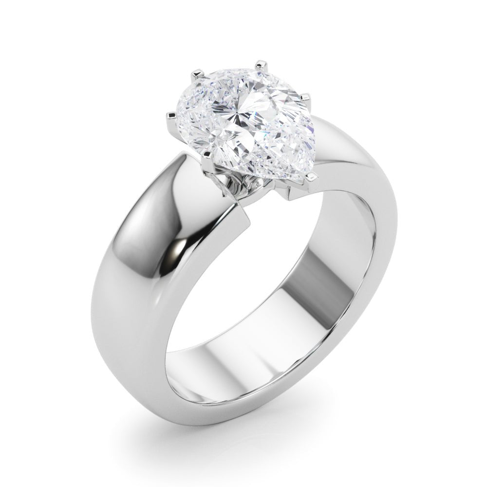 2.00CT 14K  Pear Shape Solitaire Ring with a Wide Design Mount