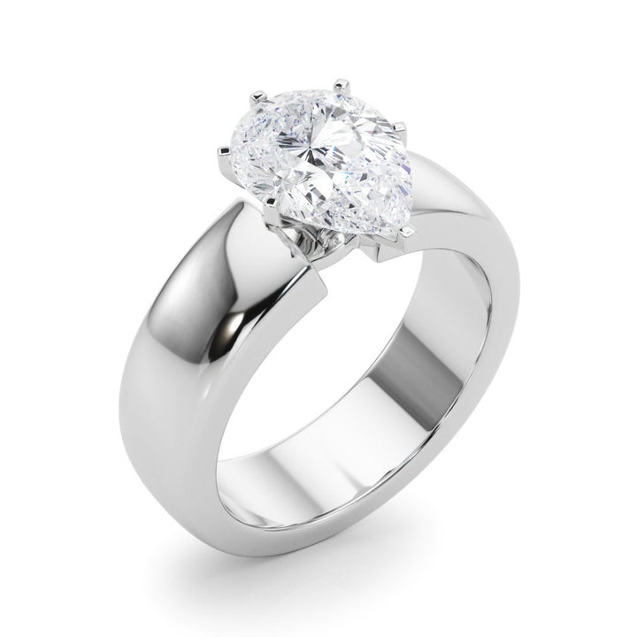 2.00CT 14K Pear Shape Solitaire Ring with a Wide Design Mount - Engagement rings - Design Jewellers Edmonton