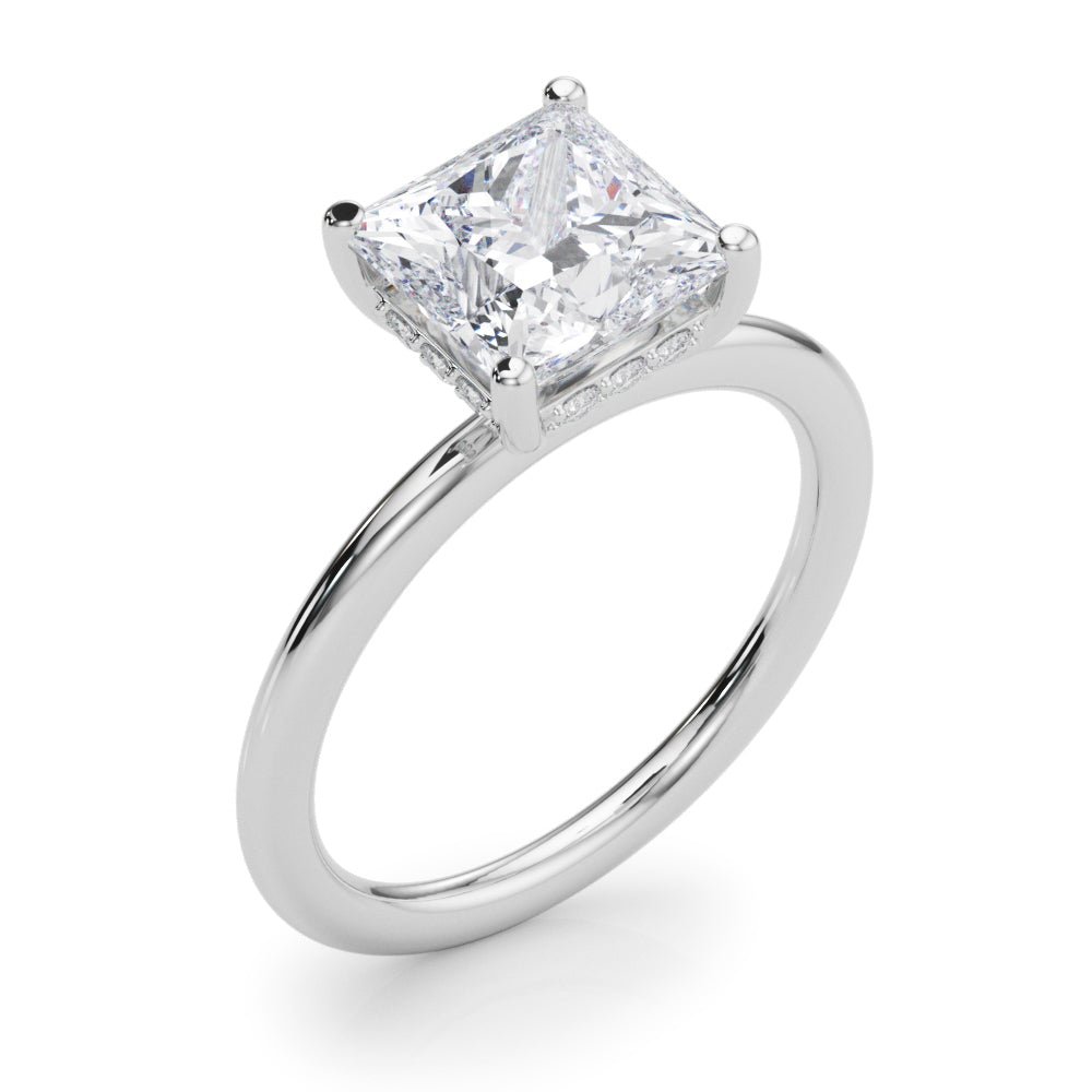 2.00CT 14K  Princess Cut Diamond Solitaire with Hidden Under-Halo